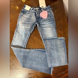 NWT Love soho jeans with mini pink pouch bootcut low rise size 00